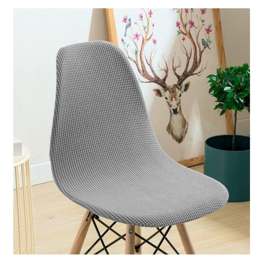 Set 4 Stretch Dining Chair Covers Slipcovers Chair Protectors Modern Silver Gray